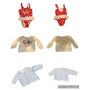 6-9 Mos bundle (Mickey Mouse Swimsuit, Little Girl Big Plans Sweatshirt …